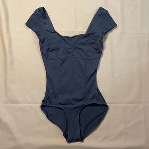 Lululemon Square Neck Bodysuit Short Sleeve XS - S Blue Grey